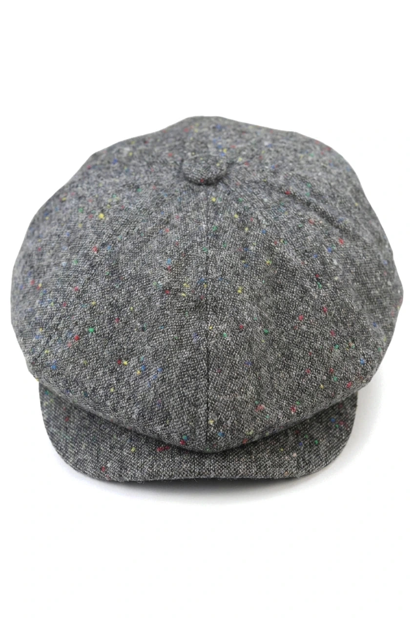 8-panels Baker Boy-kasket Shelby-hat i uld, tweed, klassisk grå barberkniv
