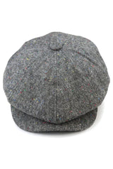 8-panels Baker Boy-kasket Shelby-hat i uld, tweed, klassisk grå barberkniv