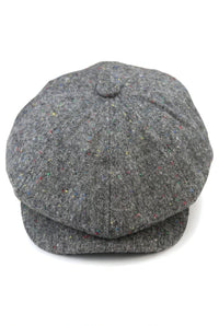 8-panels Baker Boy-kasket Shelby-hat i uld, tweed, klassisk grå barberkniv