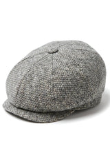 8-panels Baker Boy-kasket, Shelby-hat, uld-tweed, klassisk lysegrå barberkniv