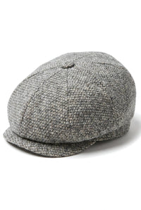 8-panels Baker Boy-kasket, Shelby-hat, uld-tweed, klassisk lysegrå barberkniv