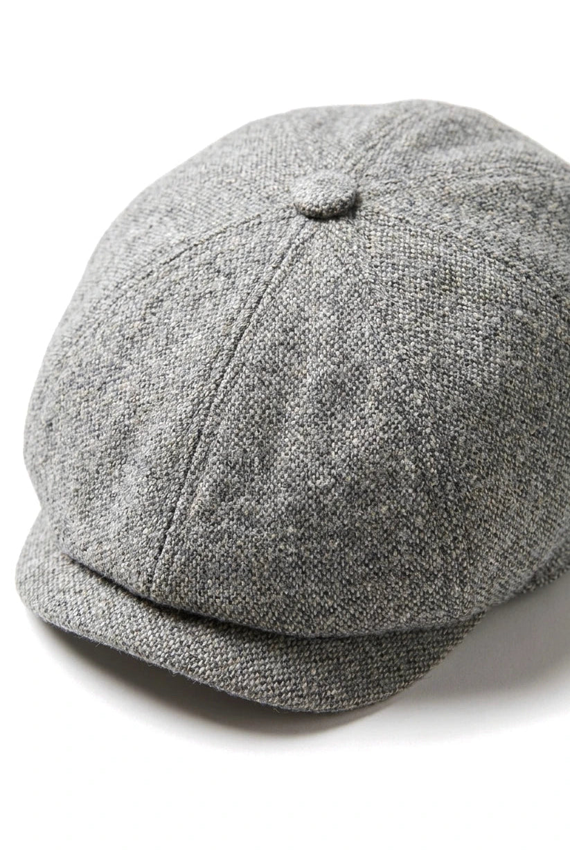 8-panels Baker Boy-kasket, Shelby-hat, uld-tweed, klassisk lysegrå barberkniv