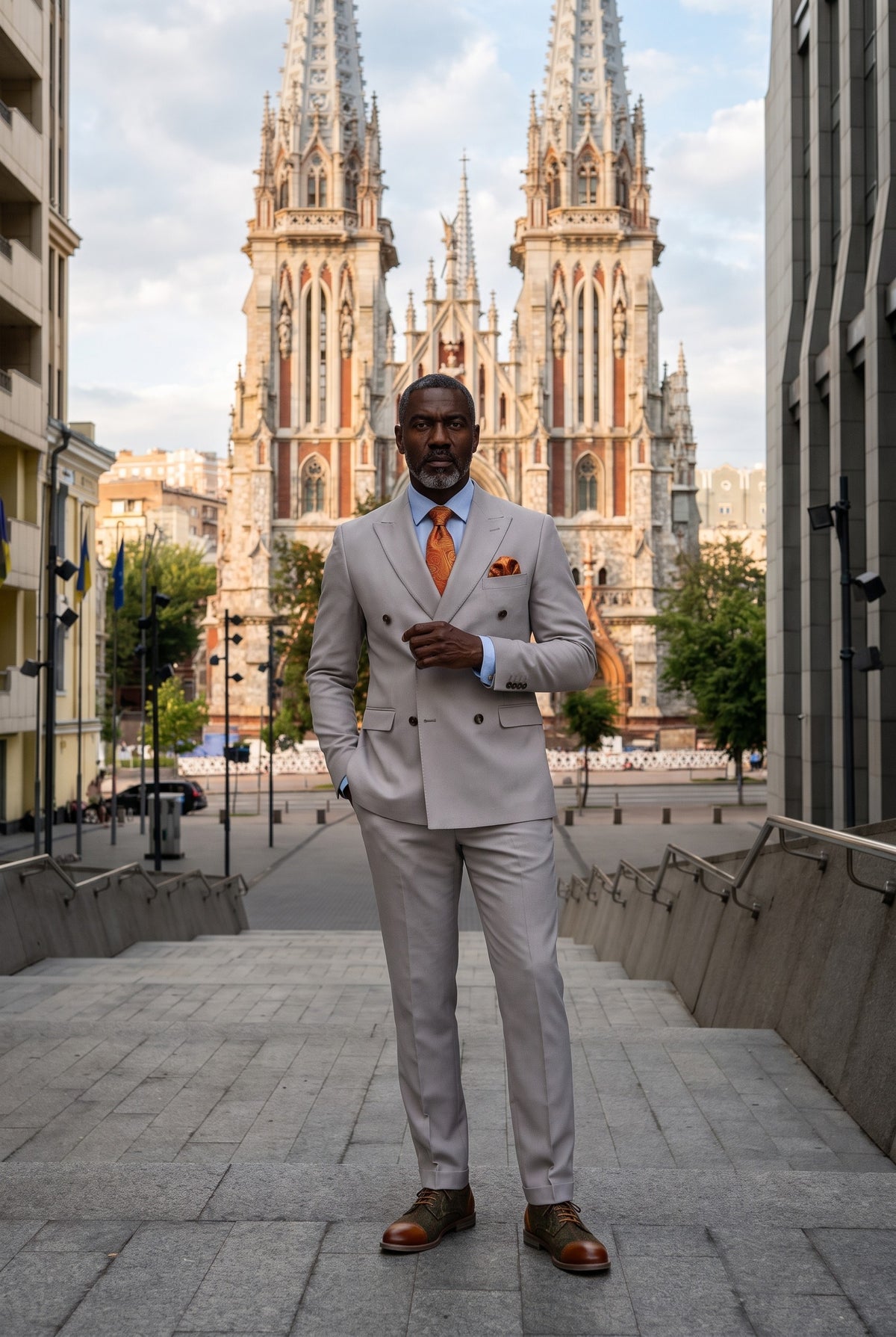 Look #655 styled with Mayfair - Herre Stone 2-delt dobbeltradet jakkesæt