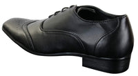Gio Gino 907001 Mens Black Smart Formal PU Leather Laced Brogues Shoes Gatsby Italian Classic
