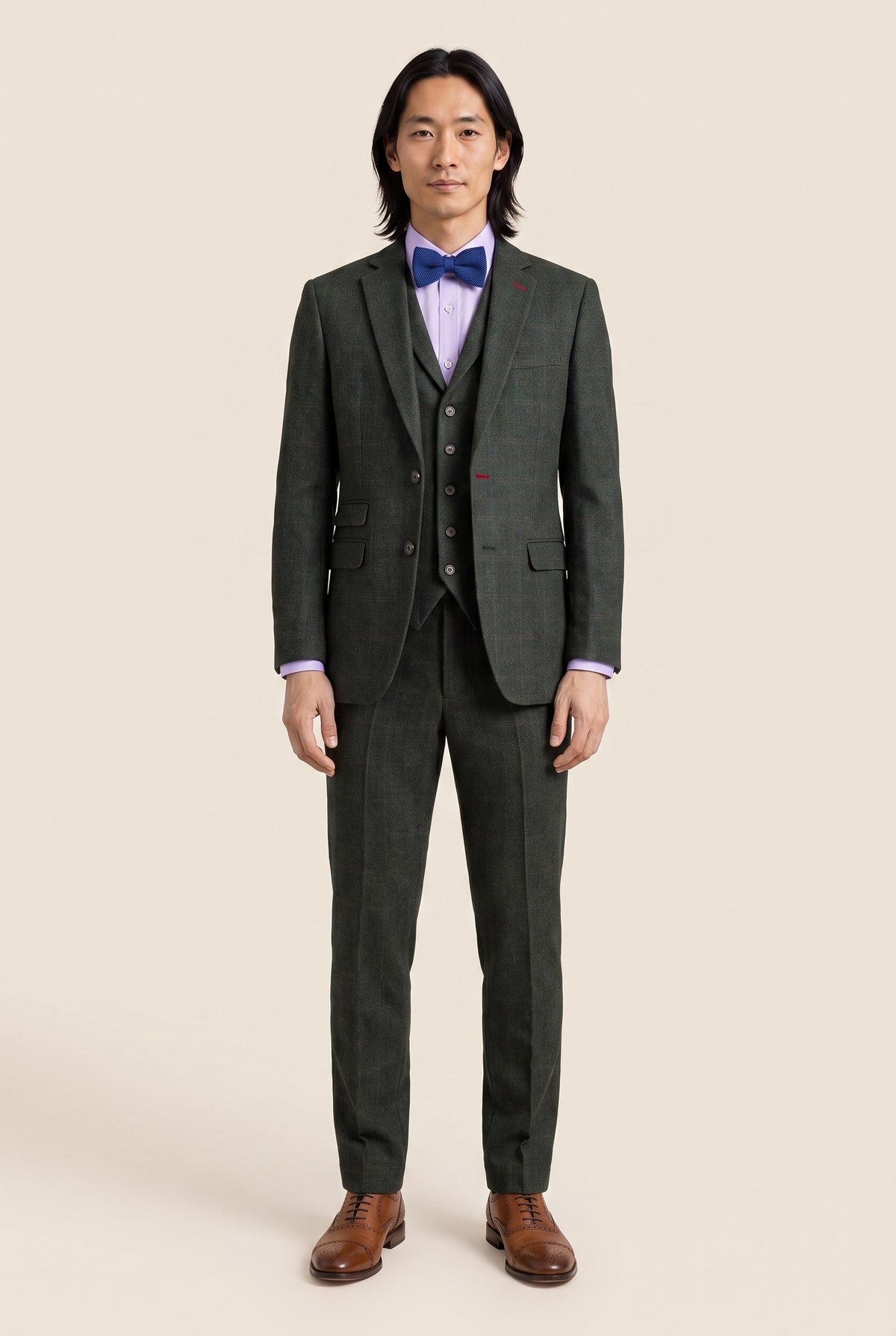 Look #1003 styled with Joshua Herre 3-delt Grønt Tweed Slim Fit Jakkesæt