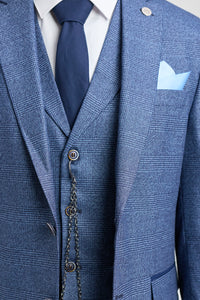 AK-09 Herre 3-delt skræddersyet blåt Prince of Wales-ternet jakkesæt