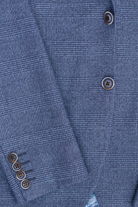 AK-09 Herre 3-delt skræddersyet blåt Prince of Wales-ternet jakkesæt