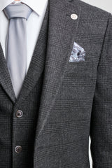 Herrejakkesæt i sort Glen Check med 3 dele