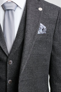 Herrejakkesæt i sort Glen Check med 3 dele