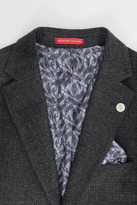 Herrejakkesæt i sort Glen Check med 3 dele