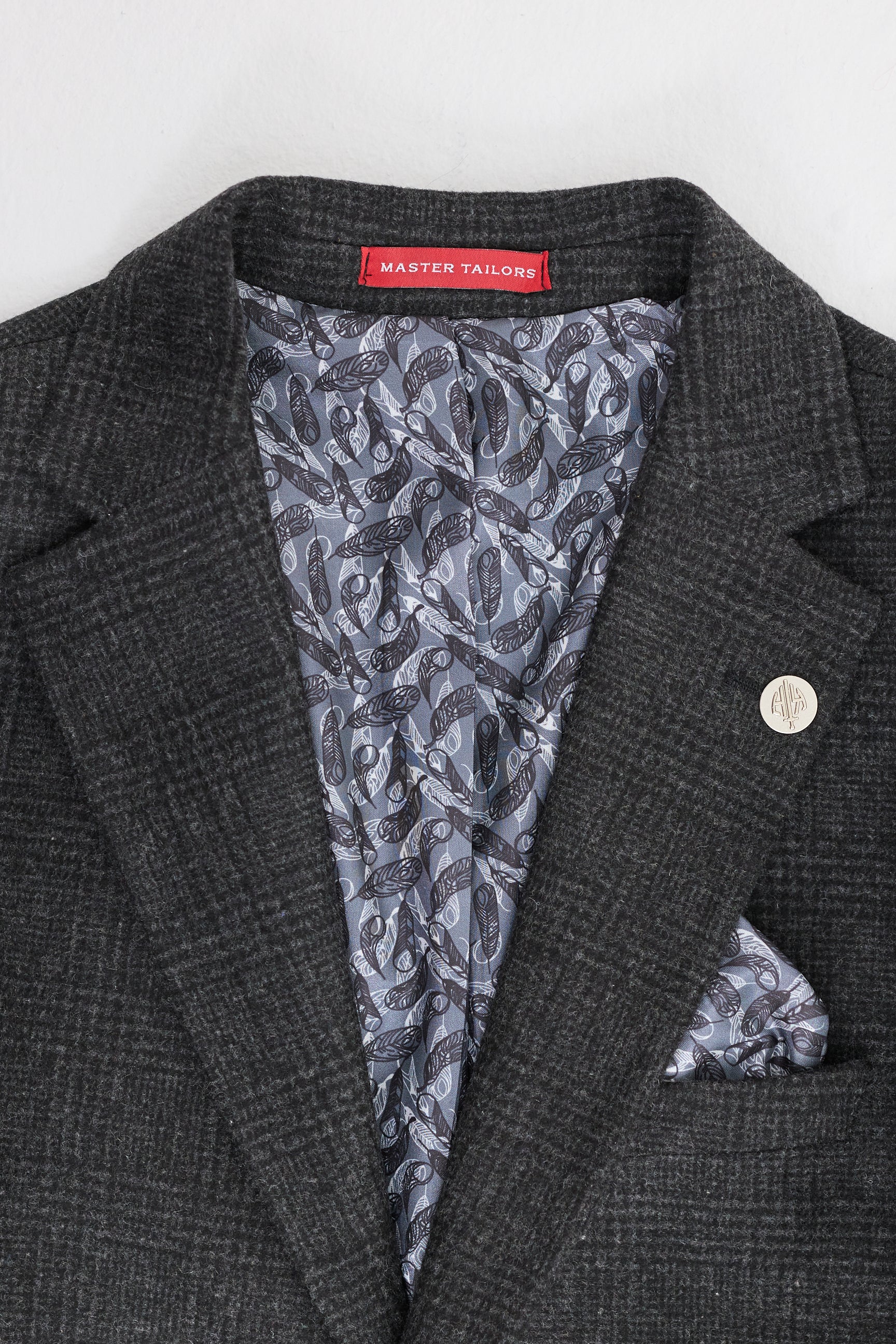 Herrejakkesæt i sort Glen Check med 3 dele