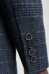 Blåt tartanternet 3-delt jakkesæt til mænd