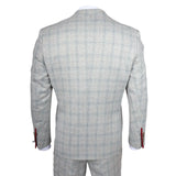 Andrew Men's 3-Piece Grey Checked Slim Fit Suit with Red Accents