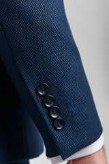 Herre Marineblåt 3-delt jakkesæt Fugleøje-jakkesæt Bryllupsgala Formel Elegant Klassisk