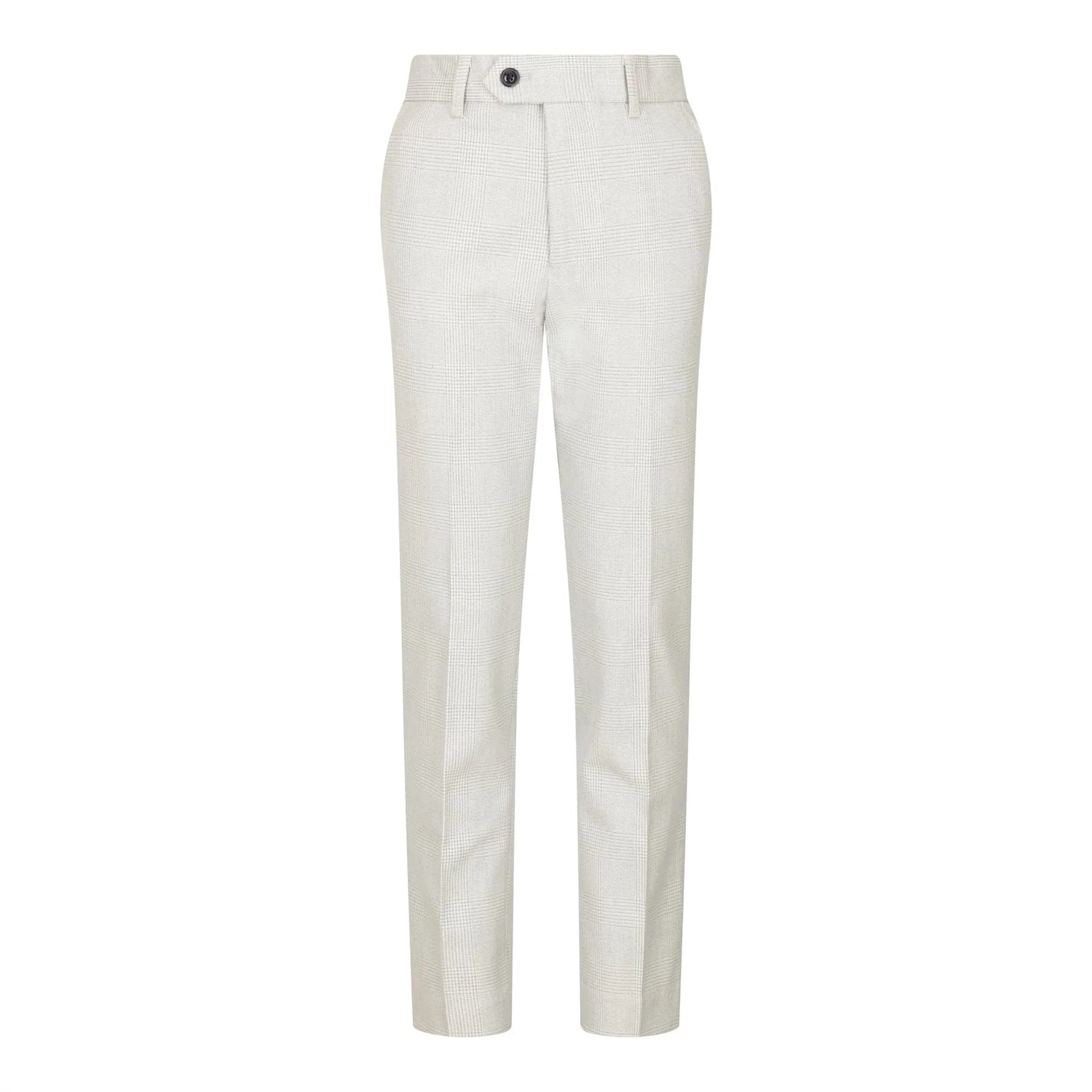 Boys 3 Piece Cream Tweed Wedding Party Check Suit Tailored Fit Smart Formal