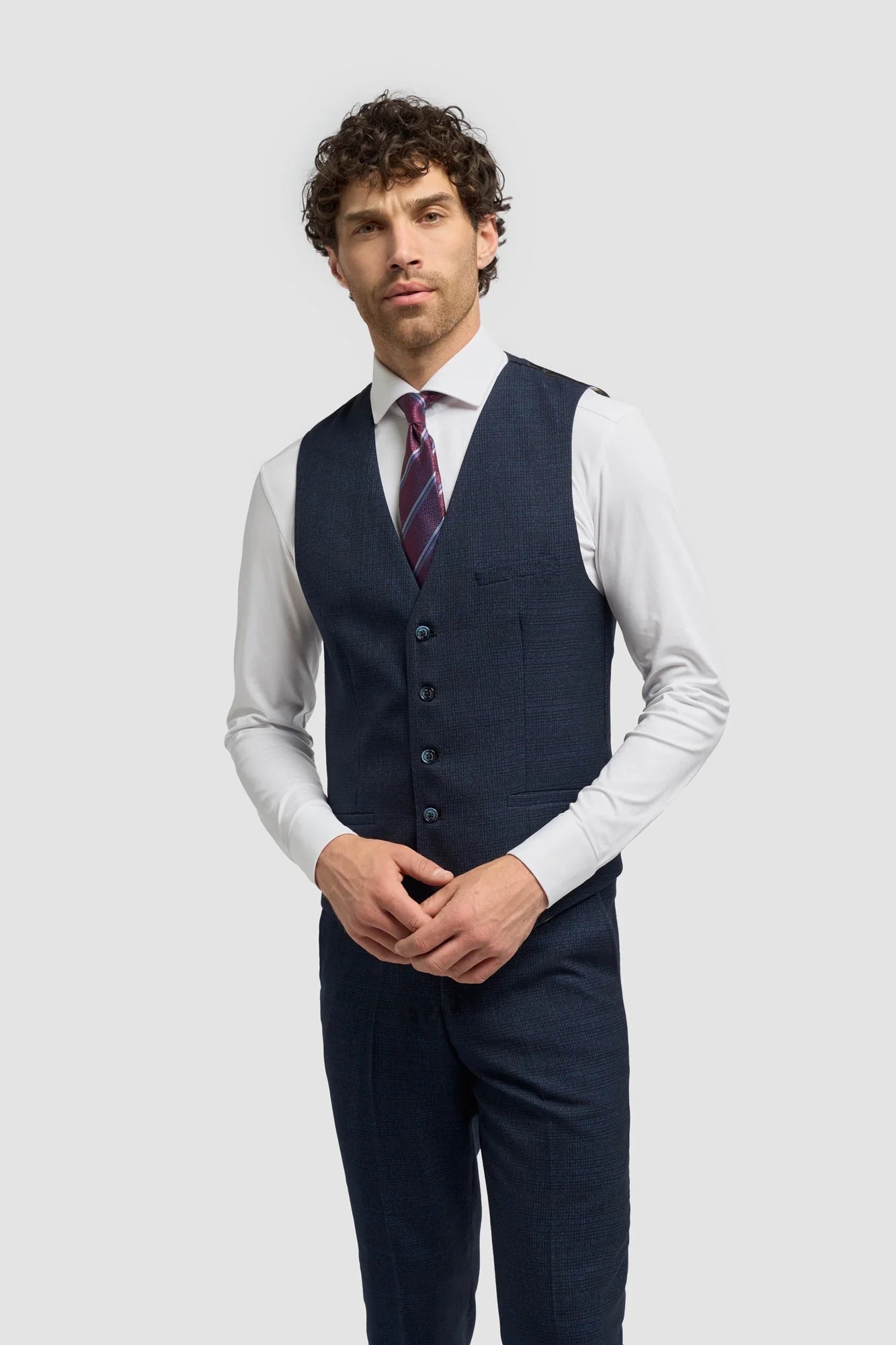 Caridi - Herre Tweed Marineblå Vest
