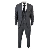 IM1 Men's Classic Charcoal Plain Tailored Fit 3-Piece Suit