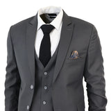 IM1 Men's Classic Charcoal Plain Tailored Fit 3-Piece Suit