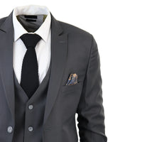 IM1 Men's Classic Charcoal Plain Tailored Fit 3-Piece Suit