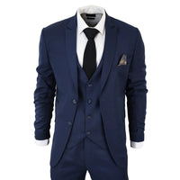 IM1 Men's Classic Charcoal Navy Tailored Fit 3-Piece Suit