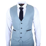 IM32 - Ensfarvet turkisblåt 3-delt herrejakkesæt