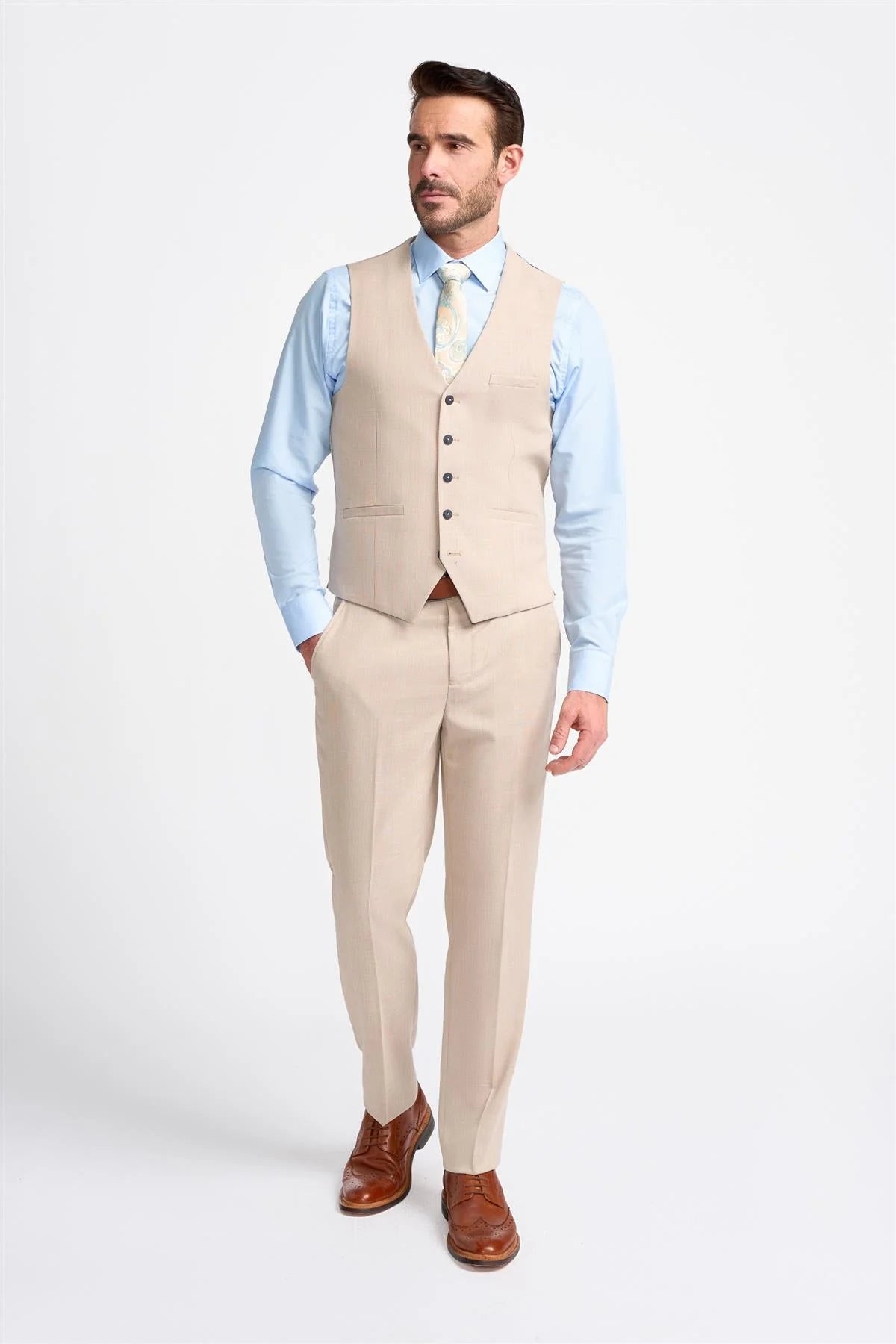 Miami - Beige Bryllupsvest til Herrer