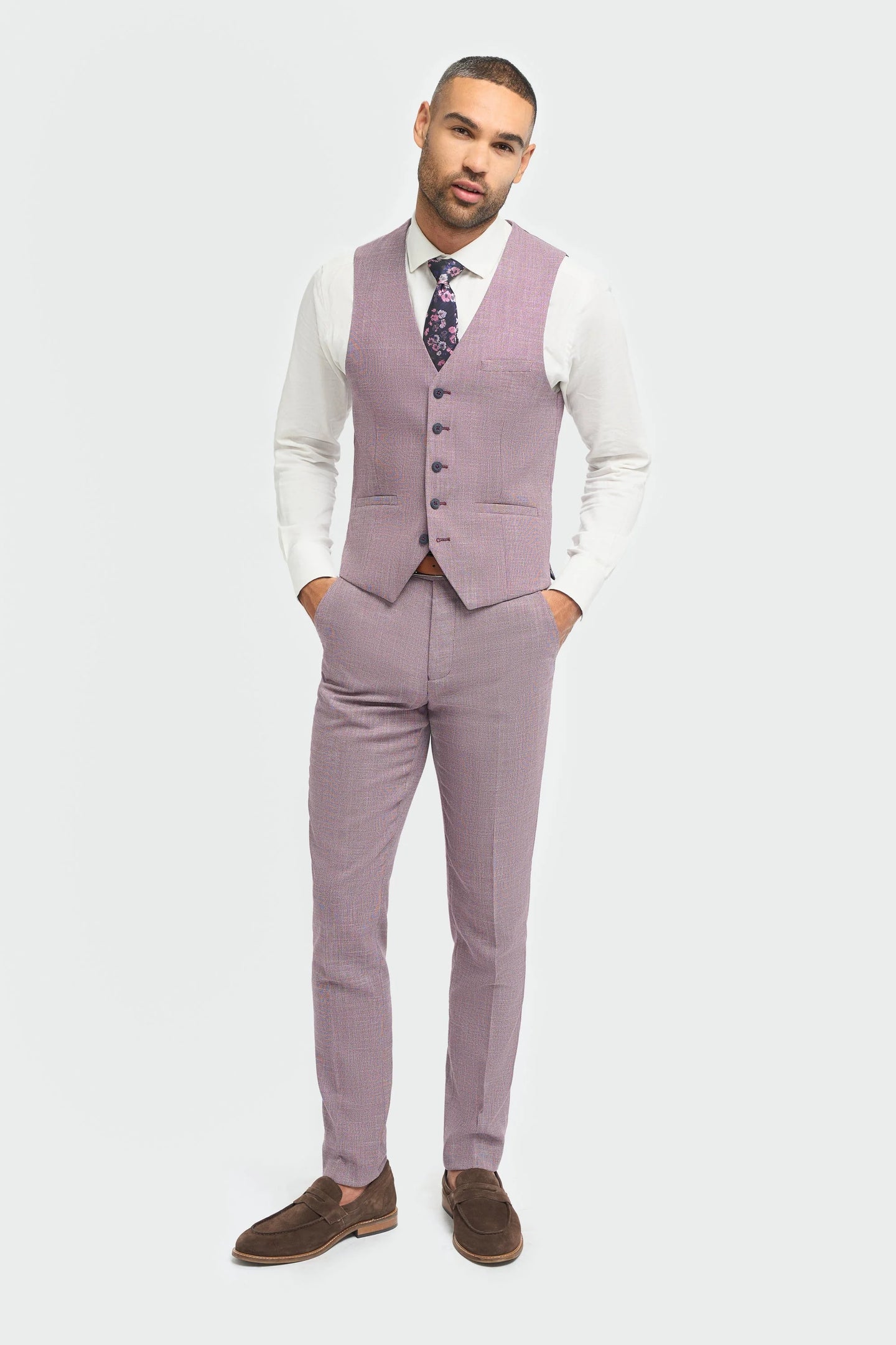 Miami - Herre lyserød slim fit sommervest