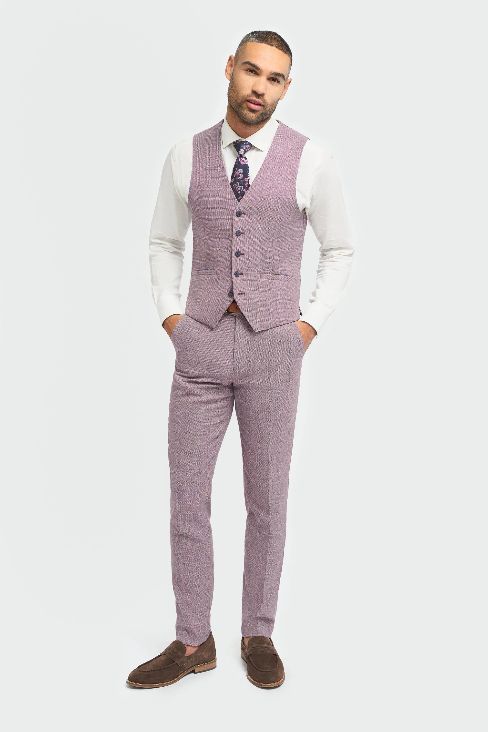 Miami - Herre lyserød slim fit sommervest