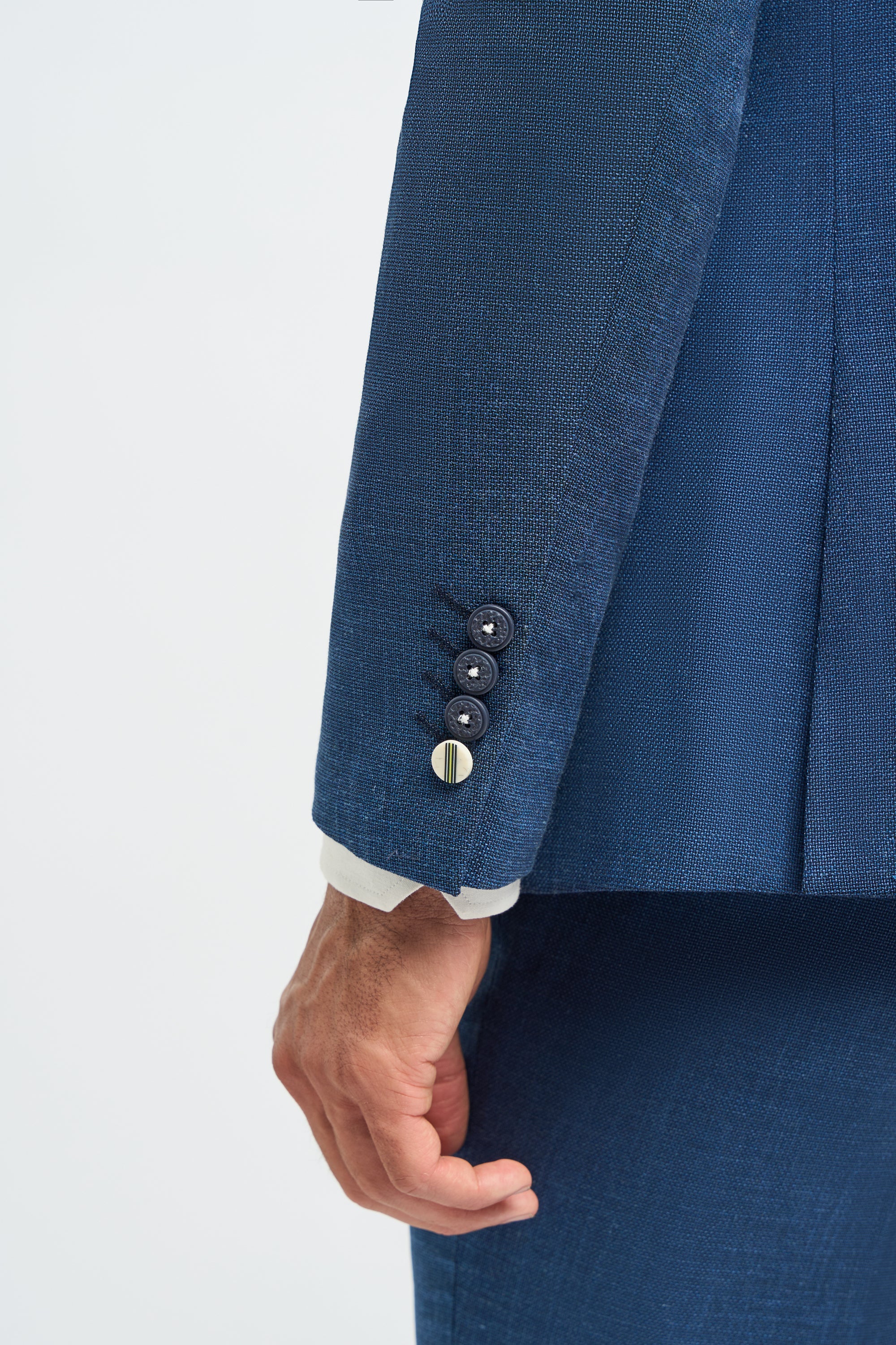 Herre blå sommerjakkesæt i linned