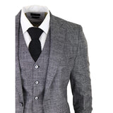 Mens 3 Piece Suit Grey Black Textured Tailored Fit Wedding Prom Party Smart Formal