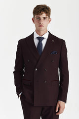 Regent - Bordeauxrødt 2-delt dobbeltradet jakkesæt til mænd
