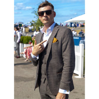 Herre Brun Ternet 3-delt Tweed Jakkesæt - STZ17