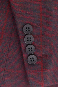 Herre 3-delt jakkesæt i uld, tweed, blommefarvet, vinrødt tern, 1920'er Gatsby