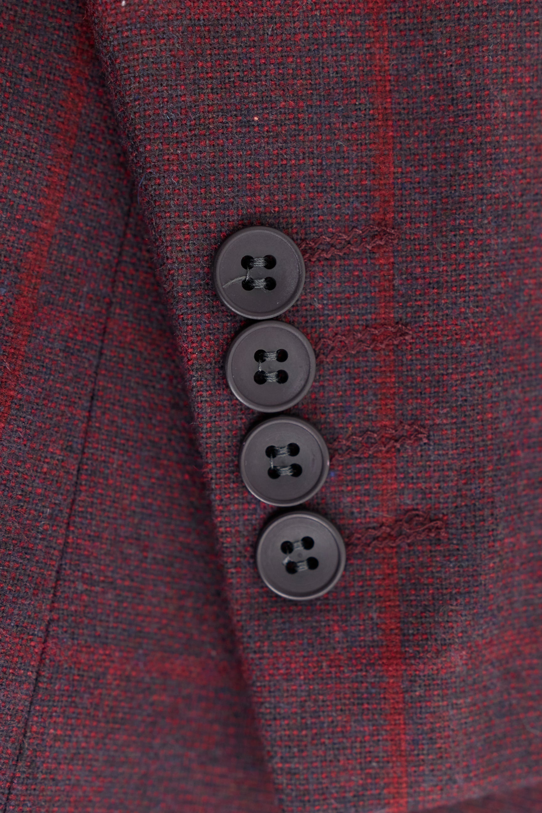 Herre 3-delt jakkesæt i uld, tweed, blommefarvet, vinrødt tern, 1920'er Gatsby