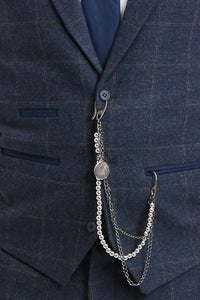 Herre 3-delt jakkesæt i uld, tweed, marineblå, brun, tern, 1920'er Gatsby