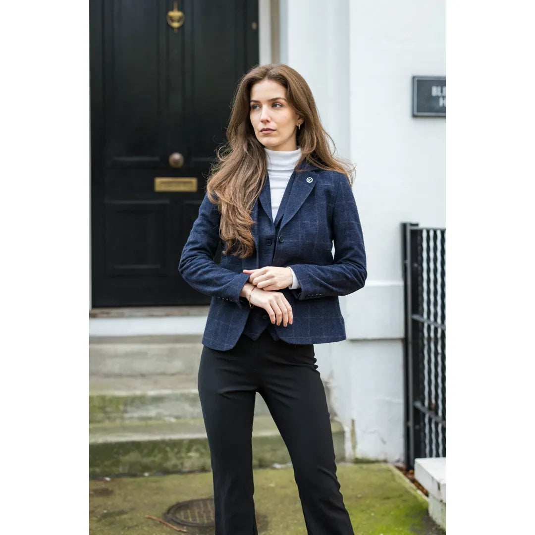 TPSTZ72 - Dame marineblå tweed blazervest