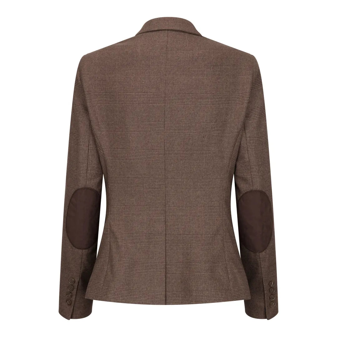 TPW50 - Brunt 3-delt Prince of Wales-ternet jakkesæt til damer