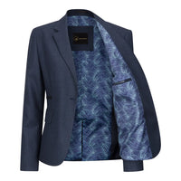 TPW52 - Marineblåt 3-delt Prince of Wales-ternet jakkesæt til dame