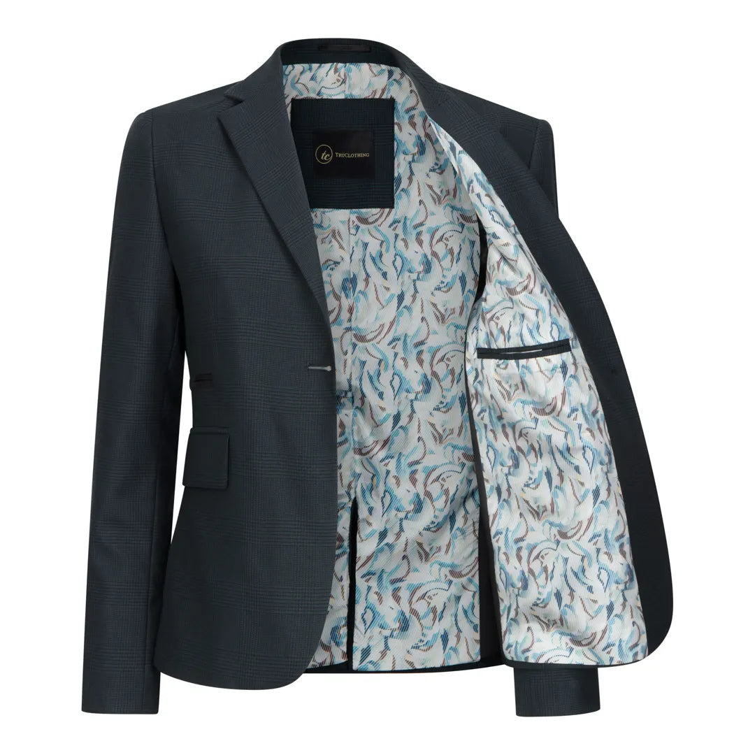 TPW53 - Grønt 3-delt Prince of Wales-ternet jakkesæt til damer