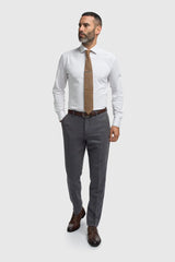 Thomas - Herre marineblåt 3-delt jakkesæt i uldblanding i tweed