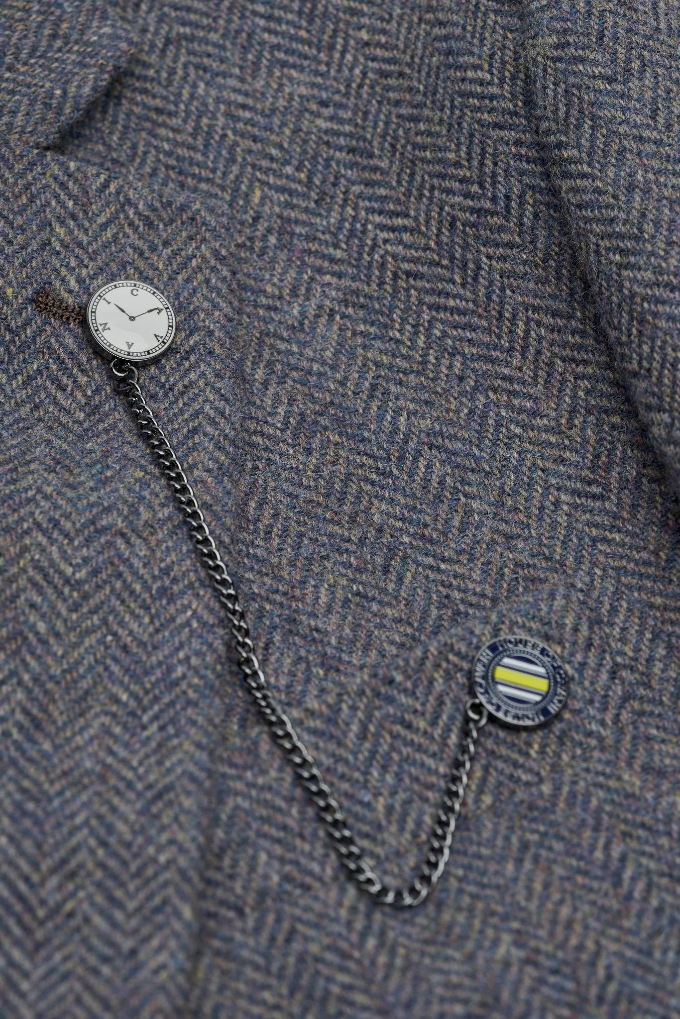 Thomas - Herre marineblåt 3-delt jakkesæt i uldblanding i tweed