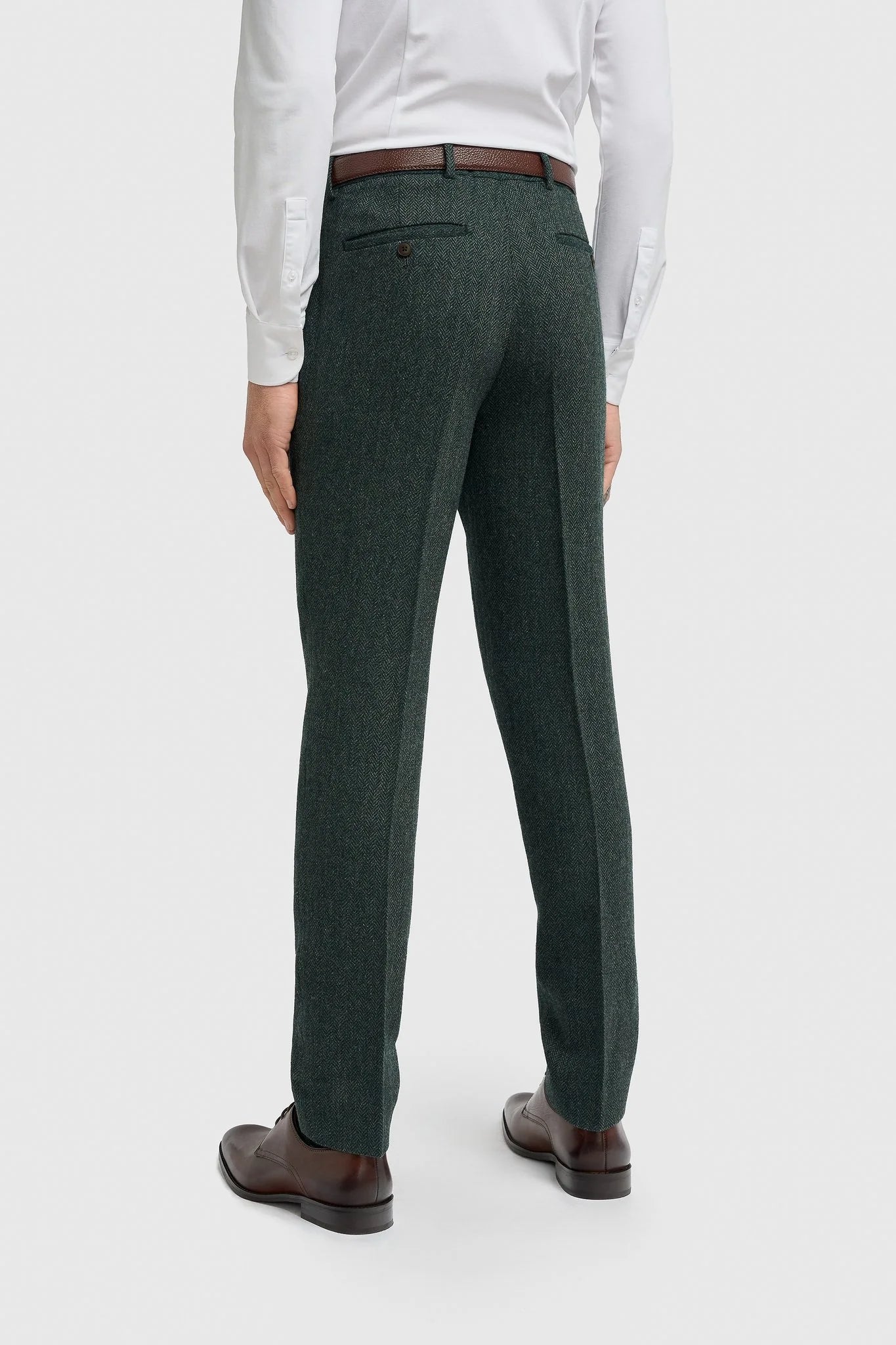 Thomas - Olivengrønt 3-delt jakkesæt i tweed i uldblanding