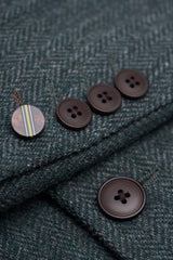 Thomas - Olivengrønt 3-delt jakkesæt i tweed i uldblanding