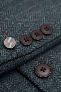 Thomas - Olivengrønt 3-delt jakkesæt i tweed i uldblanding