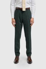 Thomas - Olivengrønt 3-delt jakkesæt i tweed i uldblanding