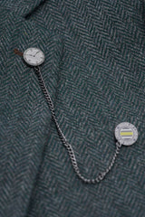 Thomas - Olivengrønt 3-delt jakkesæt i tweed i uldblanding