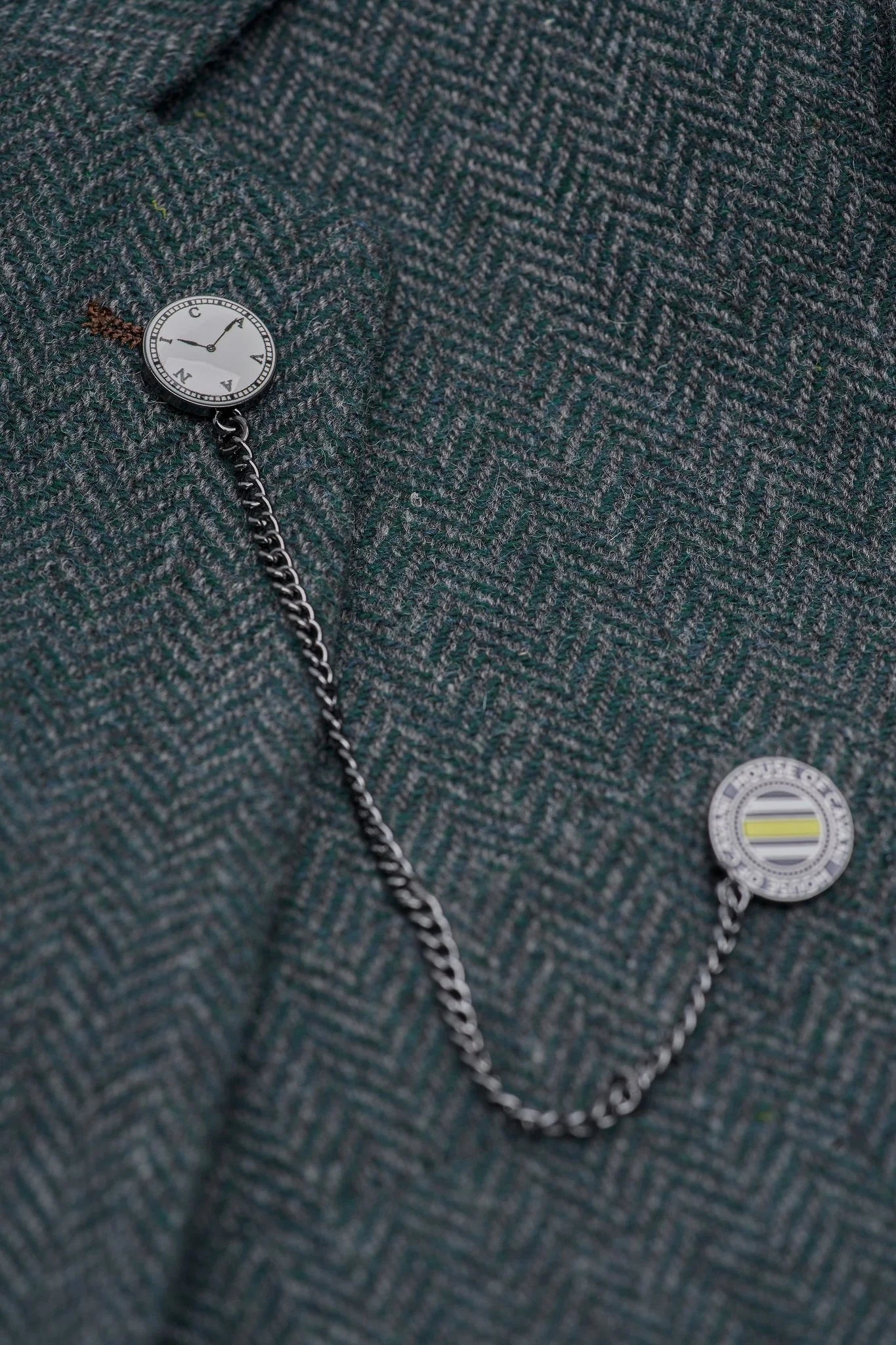 Thomas - Olivengrønt 3-delt jakkesæt i tweed i uldblanding