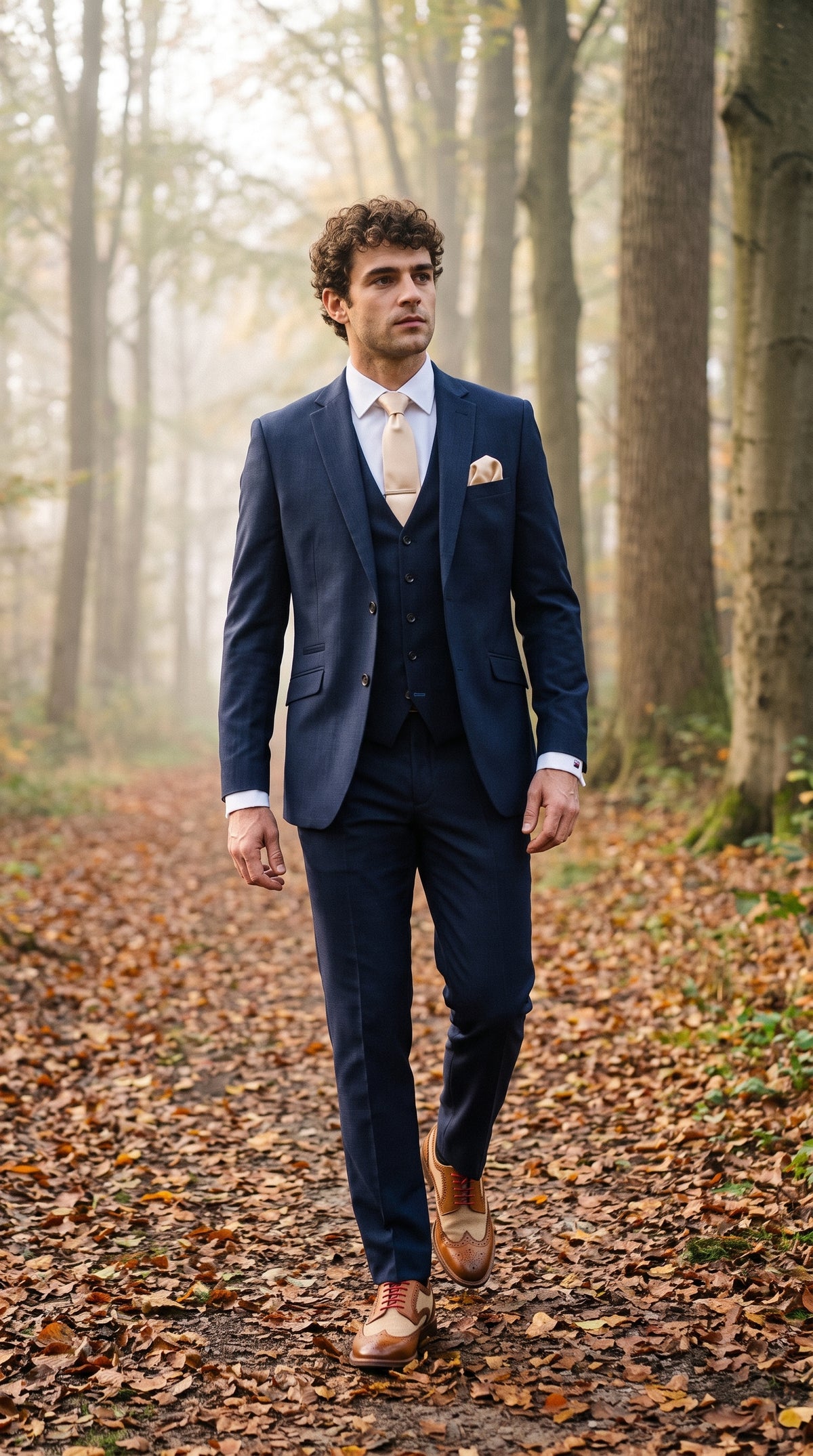 Look #496 styled with Herre marineblåt skræddersyet jakkesæt