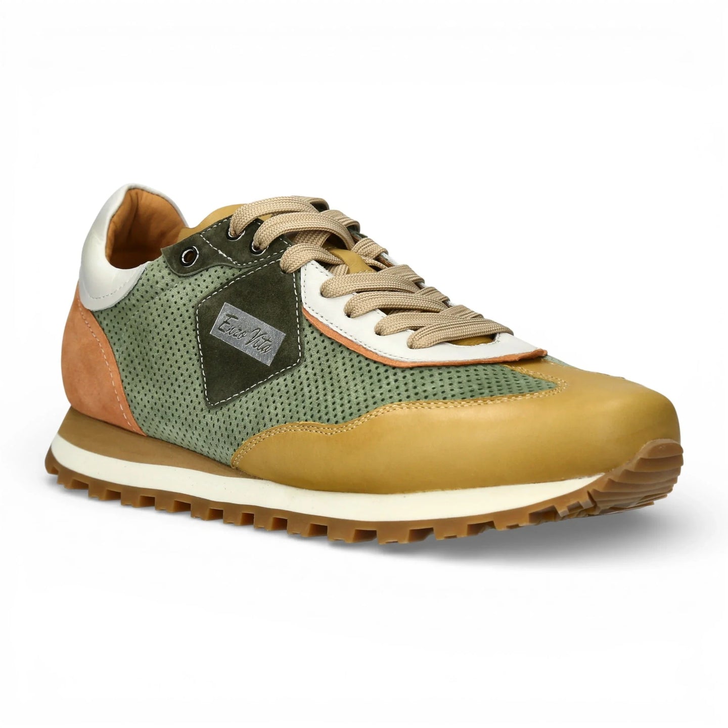 Aglae 02 - Herre Grønne Beige Lædersneakers