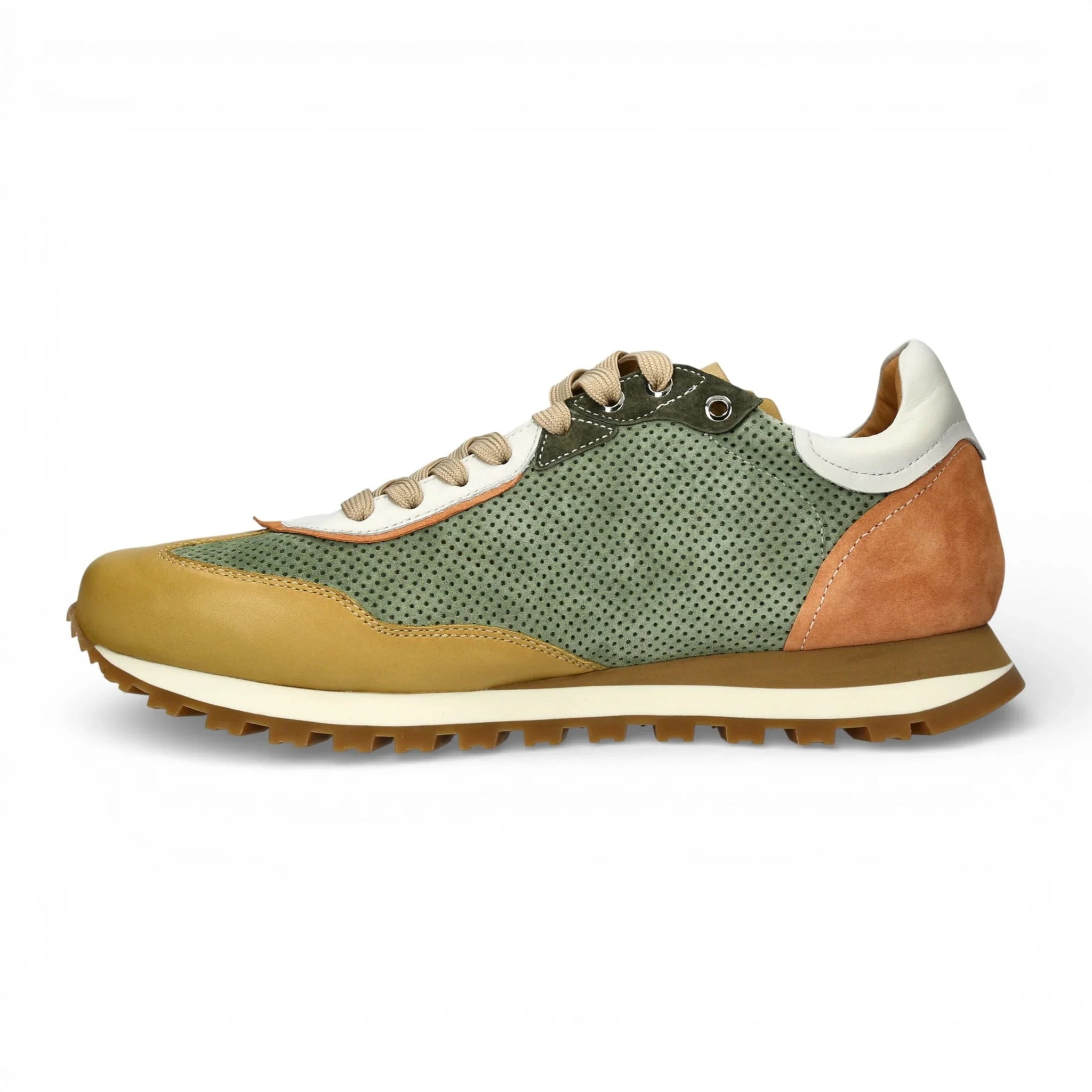 Aglae 02 - Herre Grønne Beige Lædersneakers
